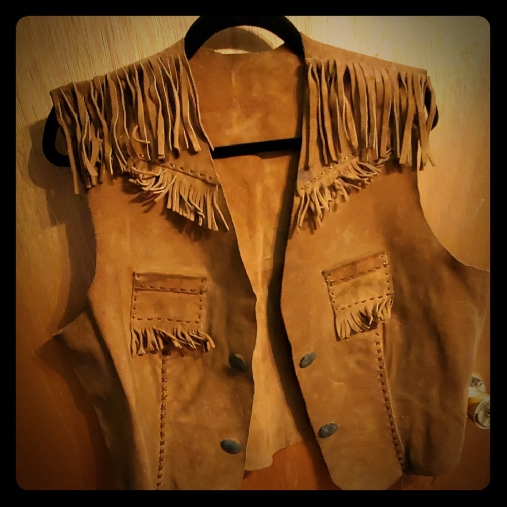 Vintage brown leather vest